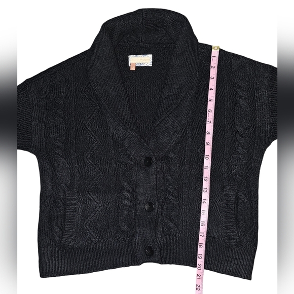 Pilcro Anthropologie Womens Black Shawl Cable-knit Button Cardigan Size Small - Picture 11 of 16